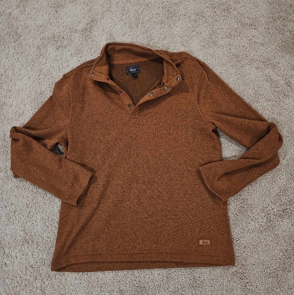 G.H. Bass 1/4 Button Up Thermal Long Sleeve Pullover Mens Large NWOT